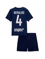 Paris Saint-Germain Lucas Beraldo #4 Hjemmedraktsett Barn 2025-26 Korte ermer (+ bukser)